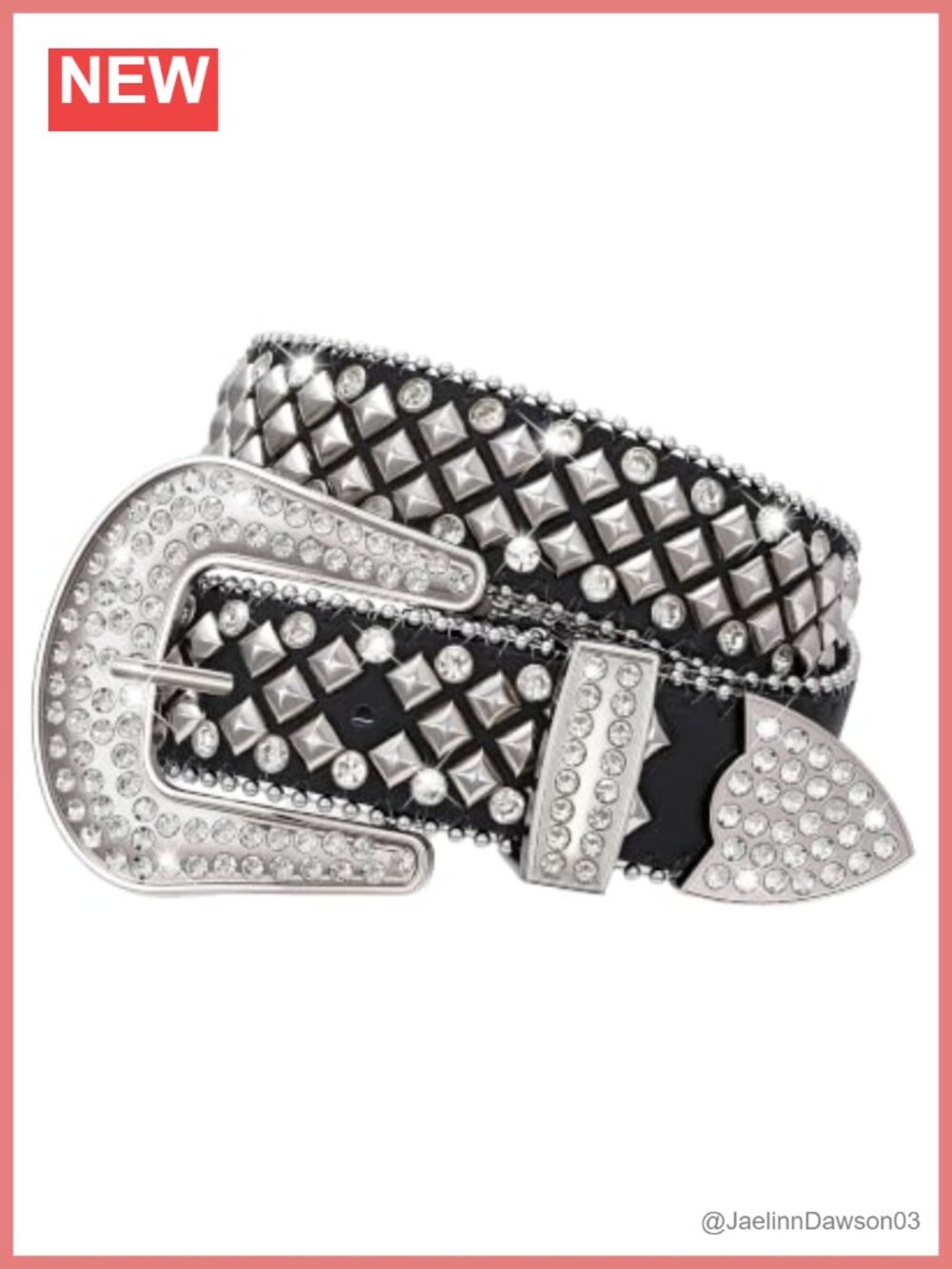 Rhinestone Studded Belt Women Sparkly Gothic Punk Western Cowboy Leather